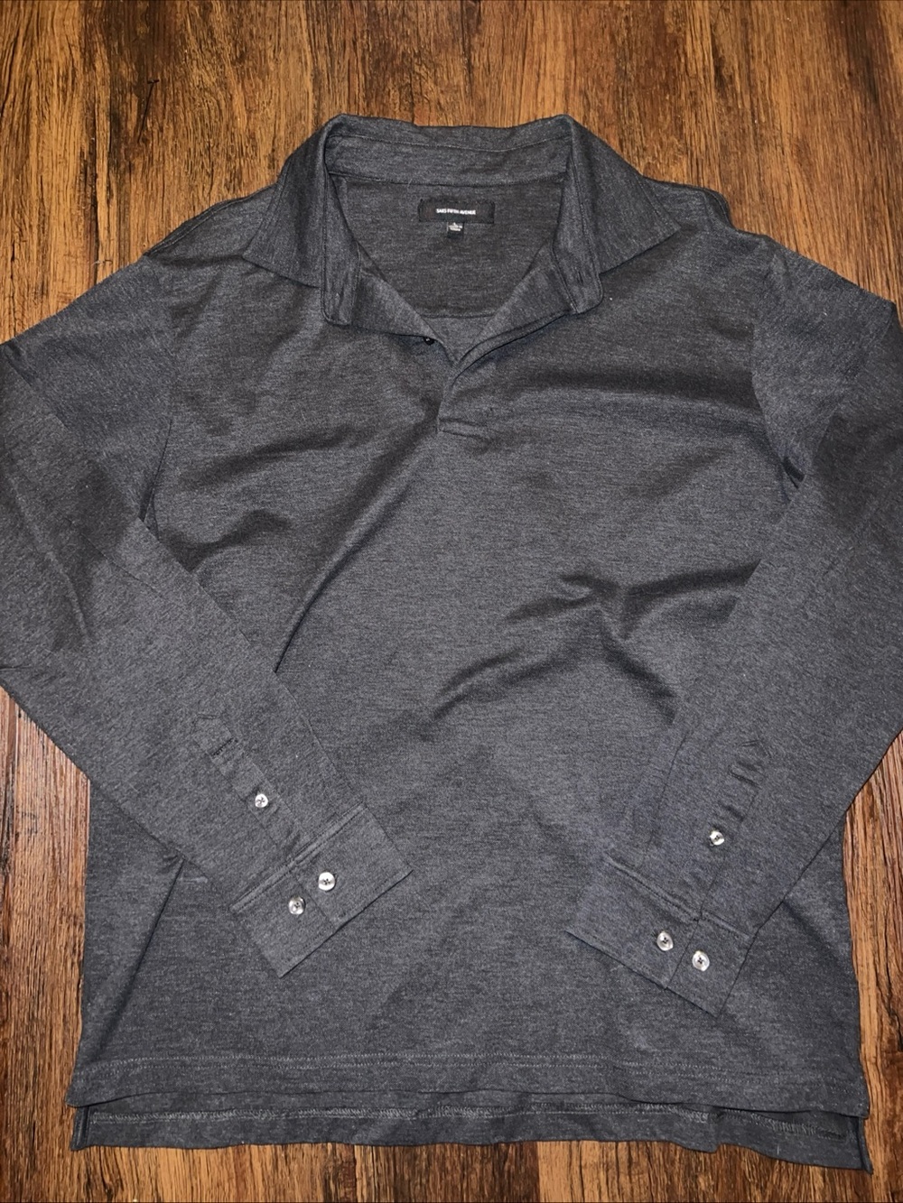 Saks Fifth Avenue Men's Long-Sleeve Polo - Charcoal Gray